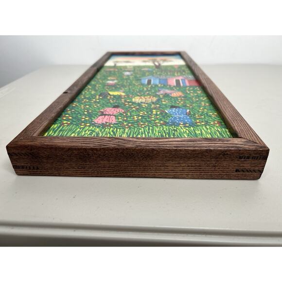 Edy Mirtyl Haitian Folk Artist Original Painting Village Harvesting Scene - Picture 7 of 11